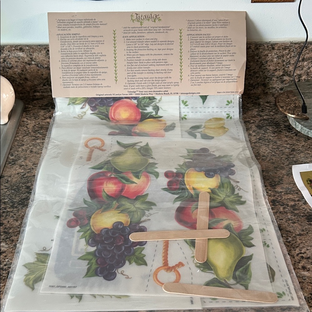 Fruit Harvest Decoupage Transfer Sheets - Peaches, Pears & Grapes